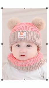 Color-Block Knitted Pom-Pom Ball Cap for Toddlers Breathable Soft Cotton Baby Hat with Elastic Band 0-24 Months