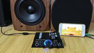 AK-270 12V/24V 400W Compact Power Amplifier 2.0 Channel Stereo Audio Amp for Home Car Theater System HiFi Sound Mini Amplifier