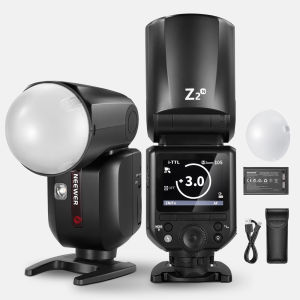 NEEWER Z2-N 2.4G TTL Round Head Flash Speedlite for Nikon Cameras with Diffuser & Battery