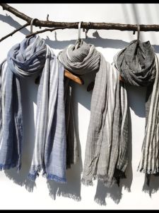 ผ้าพันคอไหมผสมผ้าฝ้ายแบบสองทางสไตล์เกาหลีและญี่ปุ่นสำหรับฤดูใบไม้ผลิและฤดูใบไม้ร่วง ผ้าพันคอไหมสำหรับผู้หญิง ผ้าคลุมไหล่แบบอเนกประสงค์สำหรับฤดูหนาว