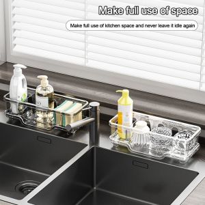 LIAOYING Detachable Kitchen Storage Rack Rag Organizer Plastic Soap Basket Portable Large Size Self-draining Sink Shelf Bathroom Shampoo Shelves