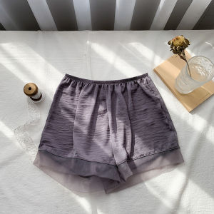 Light Thin and Loose Shorts Womens Outer Wear Safety Pants Anti-Wardrobe Malfunction Ice Silk plus Size Leggings Loungewear Pajama Shorts Breathable Summer