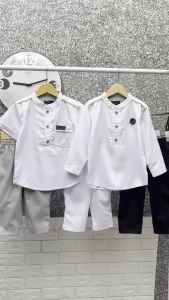 Tabina Setelan Koko Kurta Putih Lengan Panjang Anak Laki-Laki usia 1 tahun hingga 16 tahun