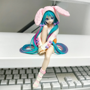 Bandai | 14CM Hatsune Miku Anime Figure Kawaii Pvc Model Doll Action Figurals Rabbit Ears Collect Ornaments Christmas Toys Gifts