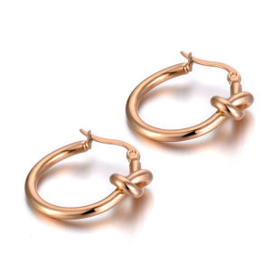 Lokaer Original Design Titanium Stainless Steel Knotted Hoop Earrings Trendy Bohemia Office Earrings For Women Girls E19282