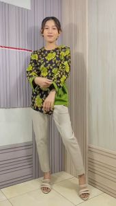 Oralia - Atasan Batik Big Size Blouse Panjang Wanita SRN Kantor Formal Bahan Katun Baju Kerja Motif