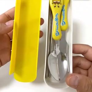 Mumystation Sendok Set Anak Stainless Steel Kartun / Alat Makan Sendok Garpu Sumpit Set
