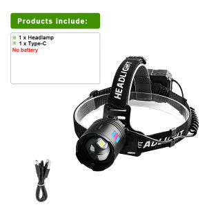 500W Headlamp LED Rechargeable Powerful Headlight With Warning Light Super Bright Long Shot Head Flashlight Outdoor Fishing Lamp