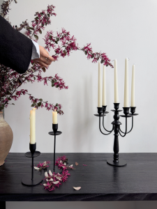 Vintage Iron Table Decor Candle Holder Black