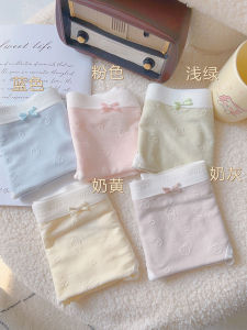 Antibacterial Modal Briefs Cute Rabbit Escape Design Creamy Light Color 50 Denier Invisible Underwear for Young Girls
