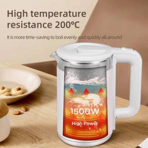 Electric Kettle 2L Stainless Steel Fast Heating Double Layer Anti Scalding Water Transparent Kettle