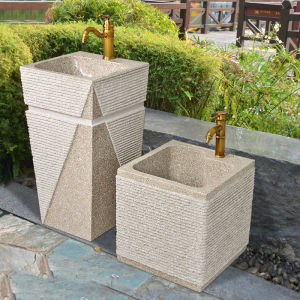 Outdoor Stone Wash Basin Floor Courtyard Pool Inter-Platform Basin Integrated Outdoor Stone Sink Garden Column Sink
