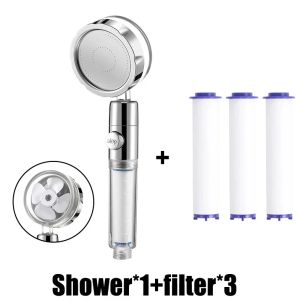 High-pressure Water-saving Handheld Propeller Shower Head with Filter Whirlpool Shower Head Pause Switch Hydrojet