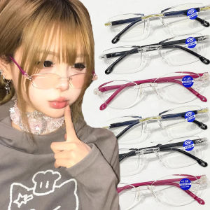 Retro Y2k Borderless Transparent Eyewear Fashionable Narrow Anti Blue Glasses Vibrant Ultra Thin Light Eyeglasses