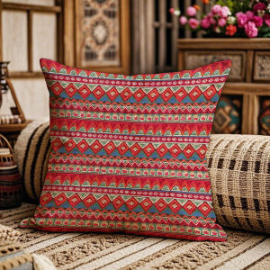 Retro Ethnic Style Pillow Bohemian Folk Song Restaurant Sofa Backrest Cushion Pub Bedding Universal Crystal Ultra Soft PP Cotton