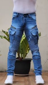 Celana Jeans Cargo Biker Pria Clana Panjang Cowok Viral Fashion Bawahan Laki Laki Murah