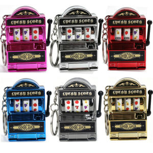 Bandai | Mini Fruit Slot Machine Keychain Mini Pull Tab Game Hanging Ornament Cute Doll Catcher Bag Pendant Small Stress Relief Toy Gift