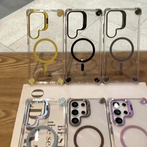 szhaiyu | Transparent Case for Samsung Galaxy S26 Ultra S25 S24 S23 Plus A56 A36 A06 A26 A16 A17 for Magsafe Wireless Charge Stand Cover