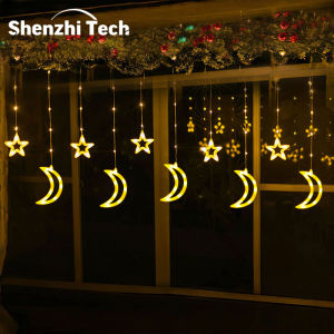 Snowflake light string 10 Star Multicolor Christmas Lights with Remote Battery Operated Curtain String Lights for Christmas