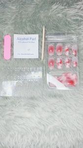 Kuku Palsu & Lem Nail Art Aesthetic Wisuda 24pcs: Model Polos Cat Polish Tidak Ada Lem Cair