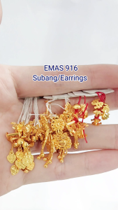 Emas 916 Anting-anting dengan warna dan batu | Gold 916 Earring with colour and stone design EI01+