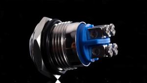 Horn Switch Engine Starter Round Button Switch 12V 16mm Car Waterproof Momentary Metal Push Button ON OFF Horn Switch Silver