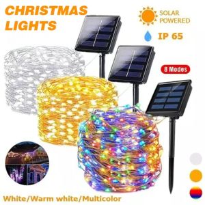 Đèn LED Năng Lượng Mặt Trời 12/22/32M Đèn Dây Ngoài Trời Cho Kỳ Nghỉ Tiệc Giáng Sinh Đèn Thần Tiên Chống Nước Vòng Hoa Sân Vườn