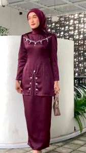 NEW Oneset Fayra Setelan Baju Kurung Melayu Full Payet Dress Outfit Pesta Kondangan Baju Lebaran Wanita Kekinian Terbaru