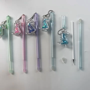 0.5MM Creative Gel Pen Sequin Dinosaur Pendant Glitter 1PC Blk Ink School Stationery