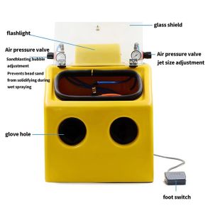 PHYHOO เครื่องประดับโซ่สีทองและสีเงินแบบโบราณโซ่นิวเมติกทรายแก้วขัดเครื่องพ่นทรายเครื่องพ่นทราย