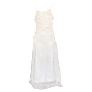 ชุดเดรสยาวผู้หญิง YUAN ชุดเดรสยาวคอวีแขนกุดเอวสูงสไตล์ฝรั่งเศสพร้อมดีเทลชายกระโปรงสั้นสไตล์ชาช่วงฤดูร้อน