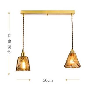 Scandinavian Retro Brass Glass Chandelier B & B Bar Restaurant Bedside Lamp Creative Stylish Coffee Shop Entrance Lamps