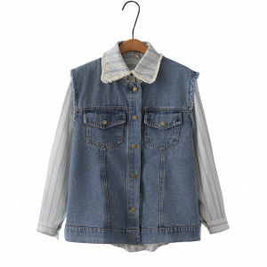Retro Distressed Frayed Washed Denim Vest Plus Size Outwear Female Spring & Fall New Outdoor Sleeveless Waistcoat Vest