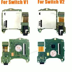 Replacement Game Card Slot Socket Reader Board for Switch V1/V2 Game Console with Earphone Headphone Jack Port
