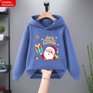 Childrens Hooded Sweatshirt Fleece Lined Warm Top for Boys And Girls Christmas Seasonal Clothing Cotton Polyester Blend