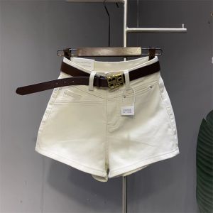 Fashionable Comfortable Pure Color Denim Shorts Womens High Waist Wide Leg Jeans Short Pants Spring Summer New Arrival