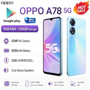 OPPO | 2026 new OPPO A78 5G Mobile Phone 8GB+256GB 6.56in 90Hz Screen 50MP Dual Camera 33W SUPERVOOC Stereo Speakers Dual SIM OTG