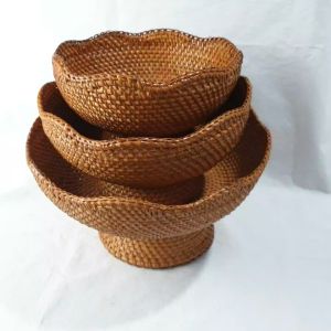 LusioSB Mangkuk Buah Rotan Estetik Keranjang Buah Fruit Basket