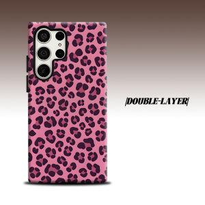 pink leopard print For Samsung Galaxy S26 S25 S24 A56 A36 Dual Layer Luxury Fashion Full Lens Protective Case