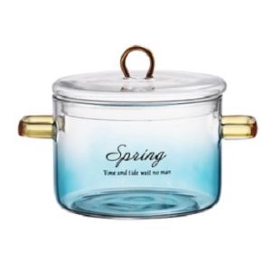 日式渐变云海泡面碗 - 北欧双耳带盖耐高温玻璃家用透明水果沙拉碗 Japanese Gradient Cloud Sea Noodle Bowl - Nordic Double-Eared with Lid High-Temperature Resistant Glass Home Use Transparent Fruit Salad Bowl