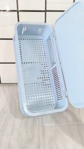 กล่องเก็บของอเนกประสงค์ ยาว กล่องใส่ของแห้ง ใส่ช้อนส้อม ใส่หัวหอมหัวกระเทียม ไม่เหม็นอัป ไม่ขึ้นรา สีสวยมินิมอล