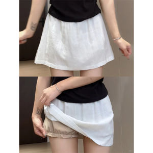 LANMENGYA | Slimming Anti-Flashing A-Line High Waist Skirt Small Size Female Summer New Cotton Linen