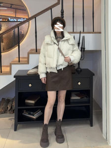 Womens Short Zipper Cotton Jacket Hooded Thickened Bread Style Warm Coat Korean Version Winter Outerwear Casual Loose Fit