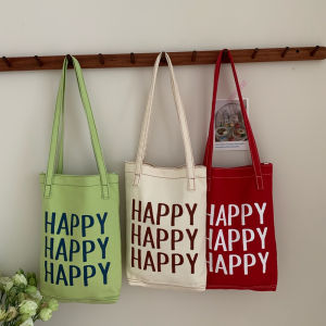 Casual Canvas Shoulder Bag for Women with Letter Print Street Style Simple Commuter Bag Trendy Summer New Arrival Ladies Bag