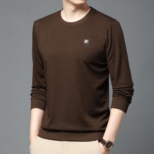 ROMON | Romon Mens Long Sleeve Crew Neck Sweatshirt Pure Color Casual Loose Fit Spring Autumn Fashion Urban Style Anti-Wrinkle Business Casual