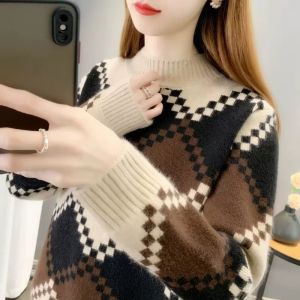 Color Block Knitted Sweater Half High Collar Girls Base Layer Thick Winter Inner Wear for Teens And Tweens Korean Style Long Sleeve