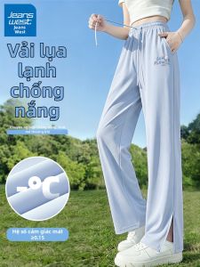 Jeanswest | Quần Dài Chống Nắng Màu Xanh Mỏng Có Khe Hở Bên Cạnh Bằng Lụa Lạnh Khô Nhanh Xòe