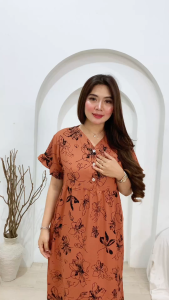 Nalla Dress Cantik /Daster Bumil busui nyaman Kekinian Motif Terbaru / Ada saku Kancing Depan