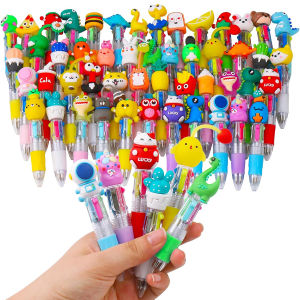 2-20Pcs Mini Multicolor Cute Cartoon Pens 4-in-1 Bulk Kids Ballpoint Pen Children Party Birthdays Gifts Assorted Ink Kawaii Pens