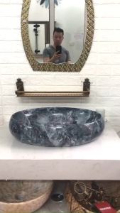 Chậu rửa mặt dương bàn  lavabo Elip vân đá GROVES GRVL 062